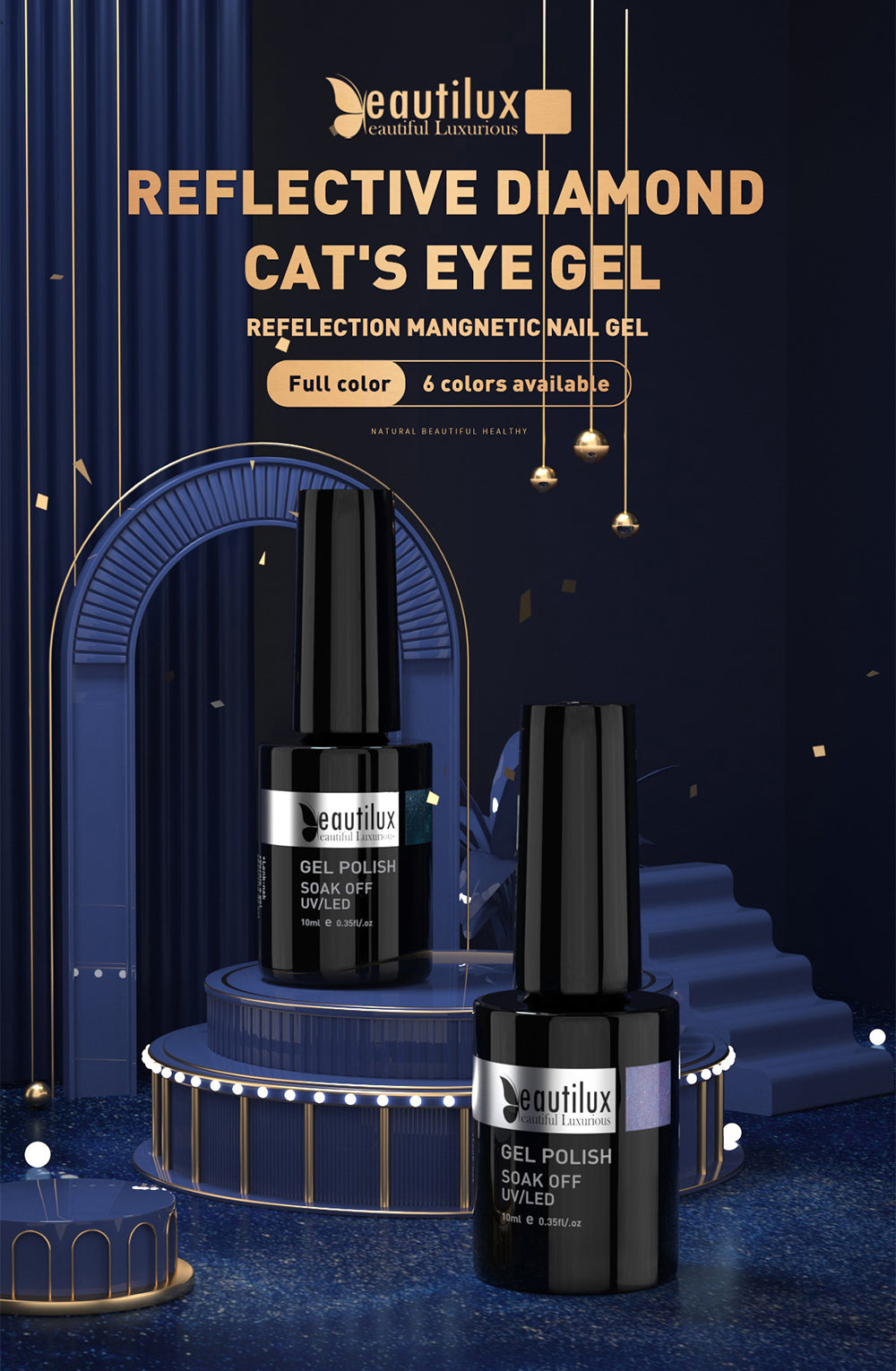 Vernis Semi-Permanent Cat Eye Diamant Réfléchissant Argent Diamant Réfléchissant – SZM-01 | Beautilux 10ml – Tenue 4 Semaines