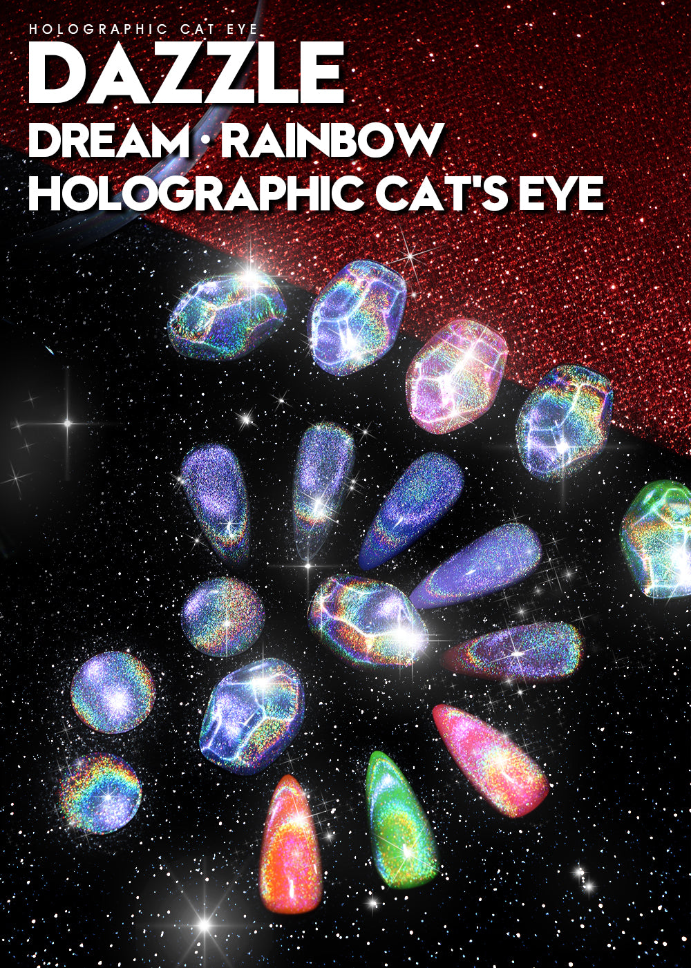 Vernis Semi-Permanent Holographique Rainbow Cat Eye Blanc Nacré Holographique – BCM-01 | Beautilux 10ml – Tenue 3 Semaines