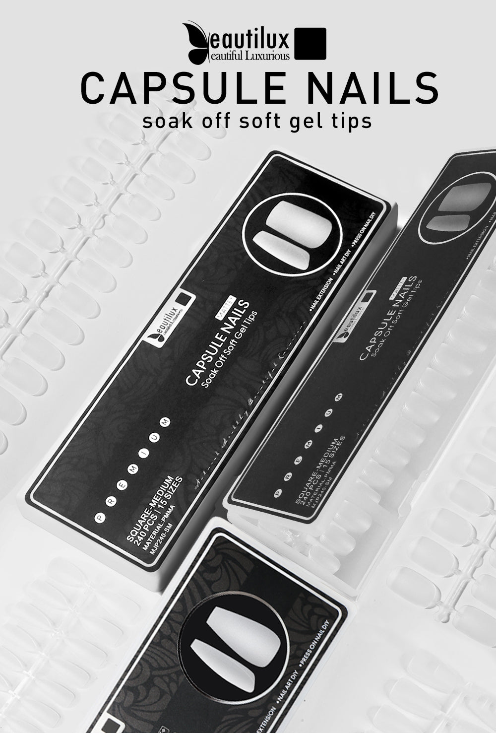 Beautilux Professional Matte Capsules + Glue &amp; Remover