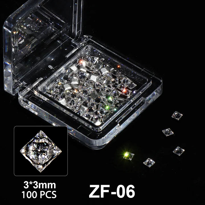 Beautilux Nail Jewels – Princesse – Clear – 3×3 mm – 100 pcs ZF-06