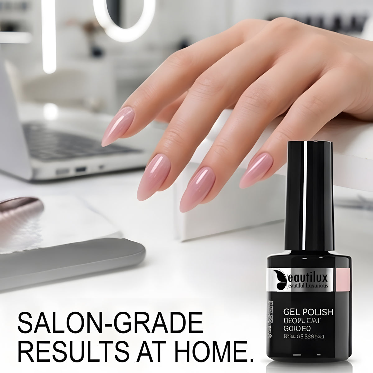 Beautilux D-02 Rose Blush – Vernis Gel Semi-Permanent Nude Rose | Sans HEMA, Soak Off UV/LED