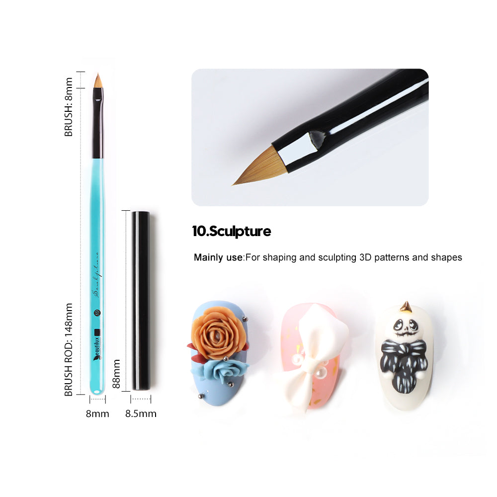 Beautilux BLUE CRYSTAL NAIL BRUSH — SCULPTURE | CBNB-10 - CBNB-10 Image