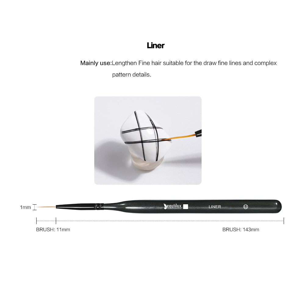 Beautilux WOODEN HANDLE NAIL BRUSH — LINER | NB-12 - NB-12 Image