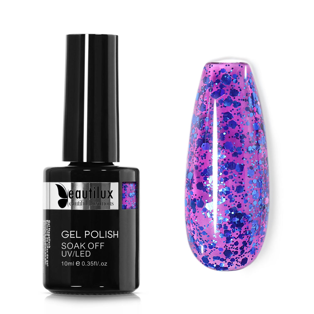 Vernis Semi-Permanent Rouge pailettes – B-144 | Beautilux 10ml - Tenue 3 Semaines Image