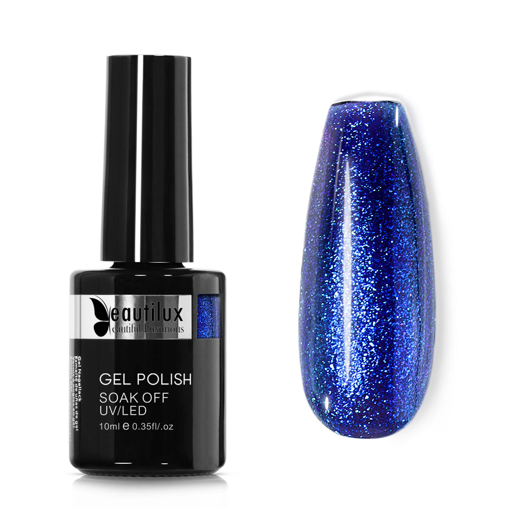 Vernis Semi-Permanent Bleu Nuit Galaxie – B-155 | Beautilux 10ml – Tenue 3 Semaines