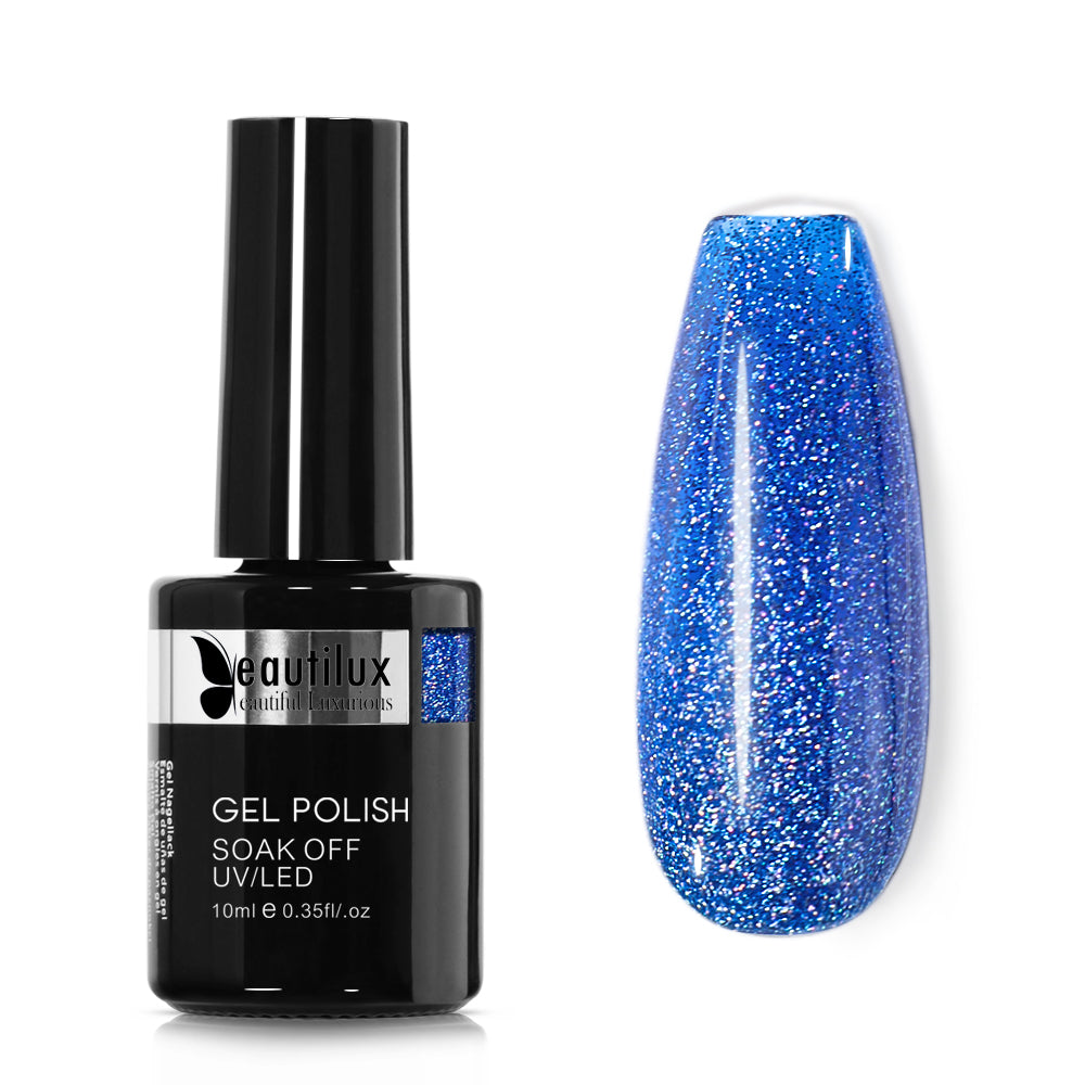 Vernis Semi-Permanent Bleu Holographique – B-161 | Beautilux 10ml – Tenue 3 Semaines Image