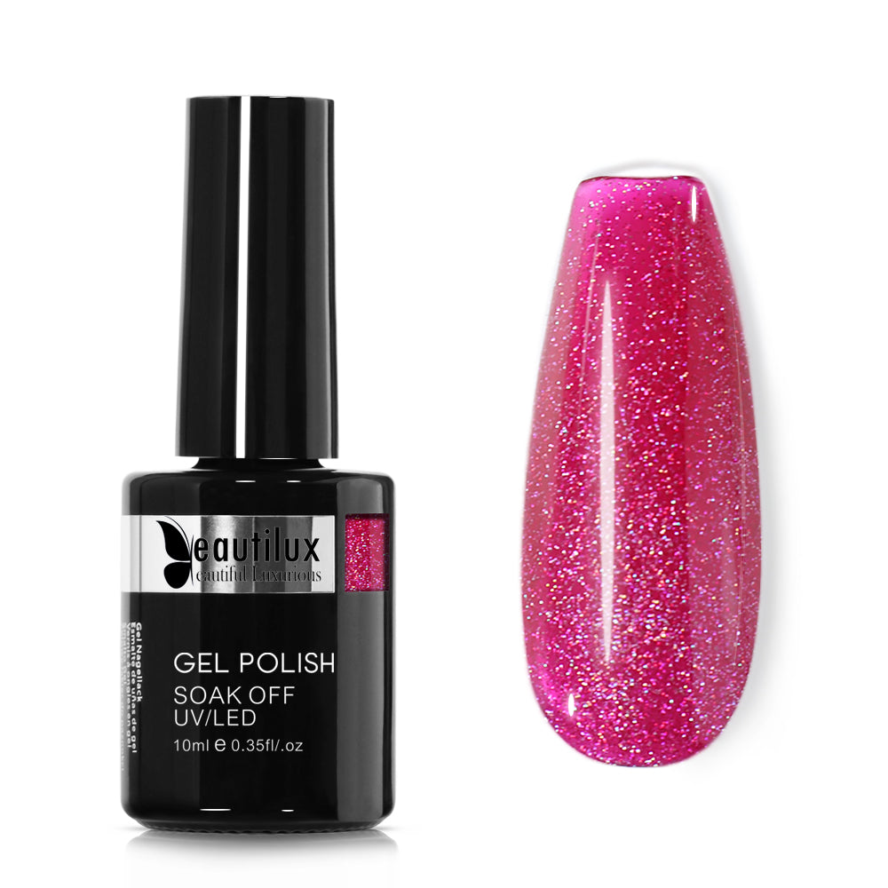 Vernis Semi-Permanent Rose Fuchsia Shimmer – B-165 | Beautilux 10ml – Tenue 3 Semaines
