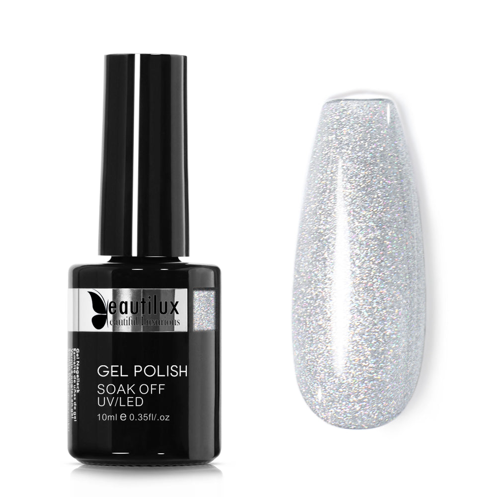 Vernis Semi-Permanent Argent Holographique – B-167 | Beautilux 10ml – Tenue 3 Semaines Image