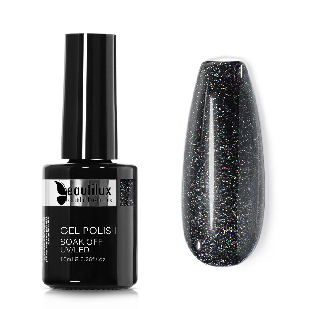 Vernis Semi-Permanent Noir Galaxie Shimmer – B-168 | Beautilux 10ml – Tenue 3 Semaines Image