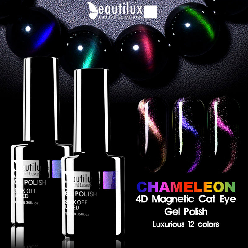 Vernis Semi-Permanent Cat Eye 4D Caméléon Magnétique Violet Fuchsia – M9-03 | Beautilux 10ml – Tenue 3 Semaines