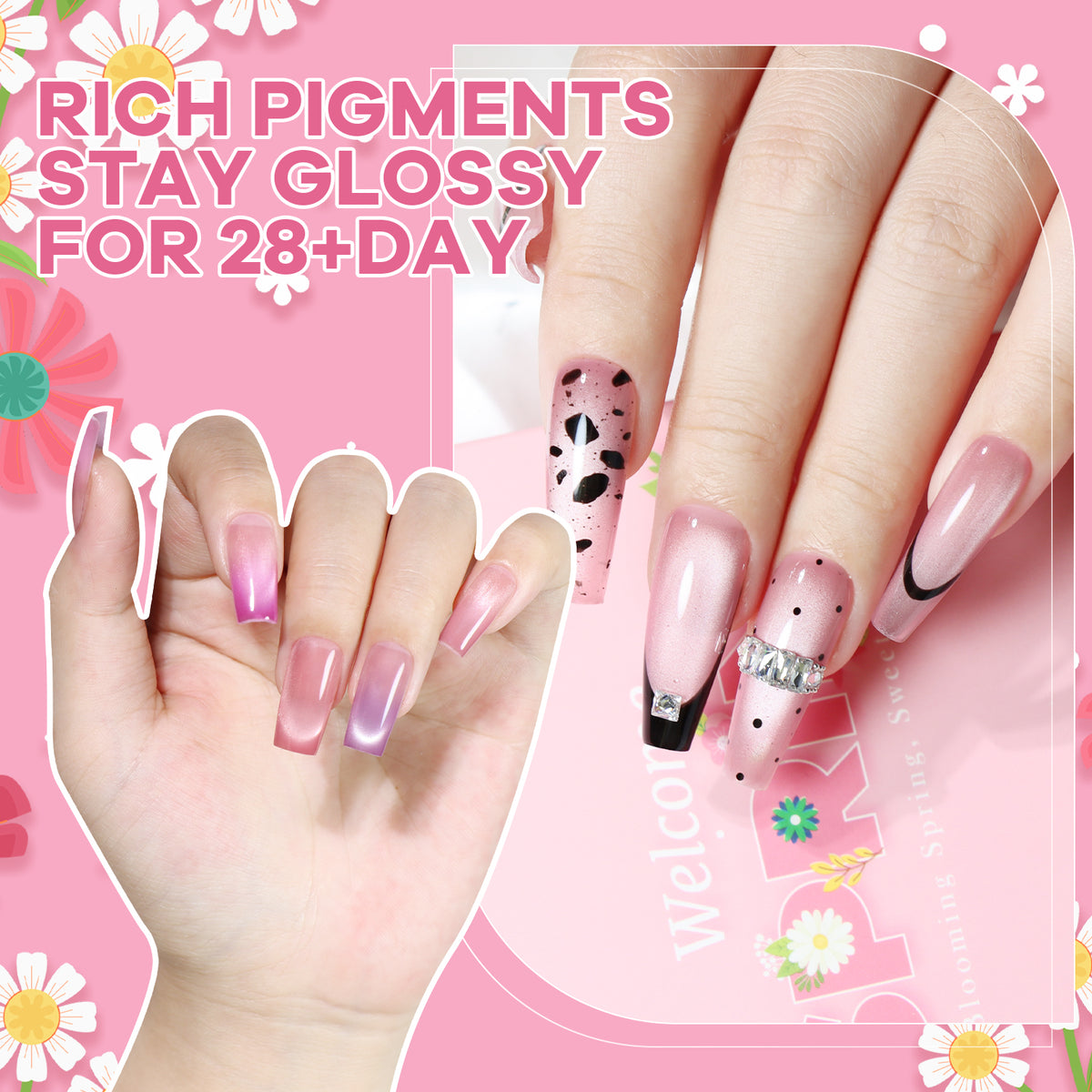 MC26-02 Kit de 6 Vernis Semi-Permanent Cat eye Rose Printemps 10Ml MC  Tenue 28 Jours | Beautilux