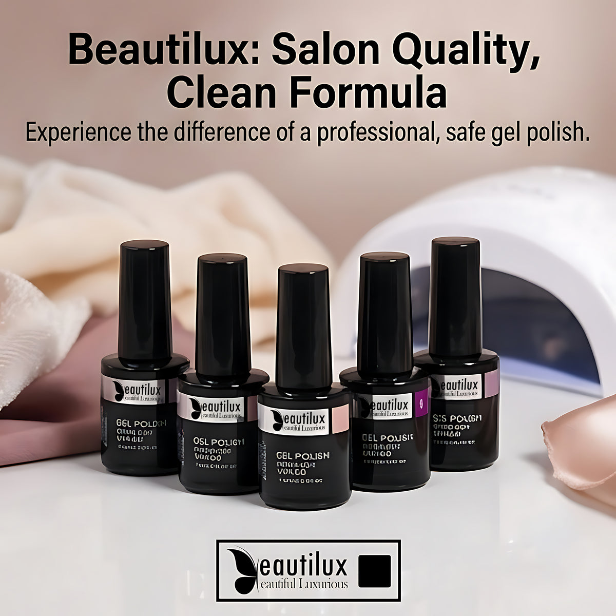 Beautilux D-02 Rose Blush – Vernis Gel Semi-Permanent Nude Rose | Sans HEMA, Soak Off UV/LED