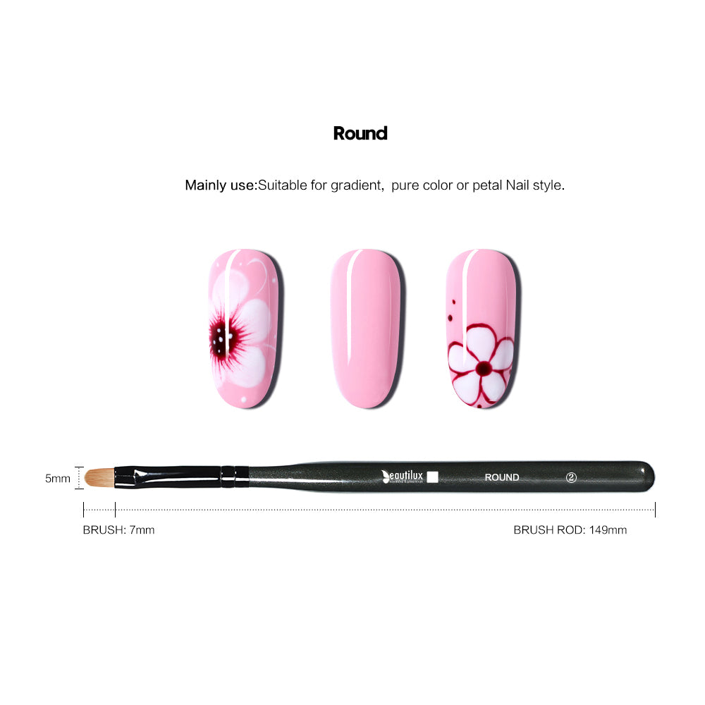 Beautilux WOODEN HANDLE NAIL BRUSH — ROUND | NB-02 - NB-02 Image