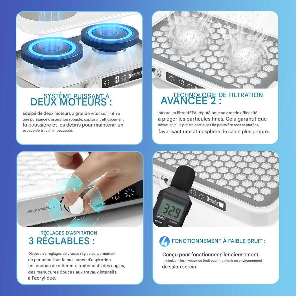 Aspirateur à Poussière pour Ongles Beautilux Dual Turbo 48W