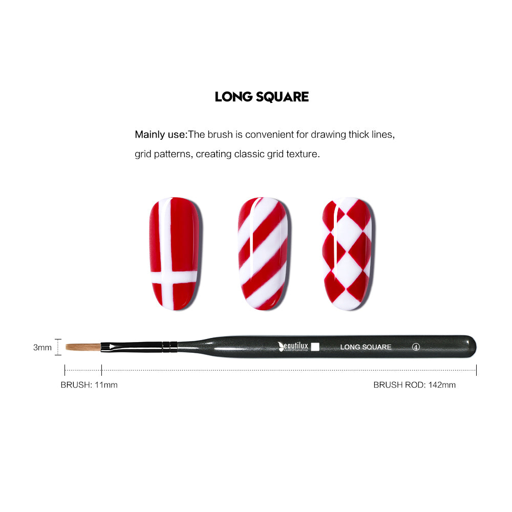 Beautilux WOODEN HANDLE NAIL BRUSH — LONG SQUARE | NB-04 - NB-04 Image