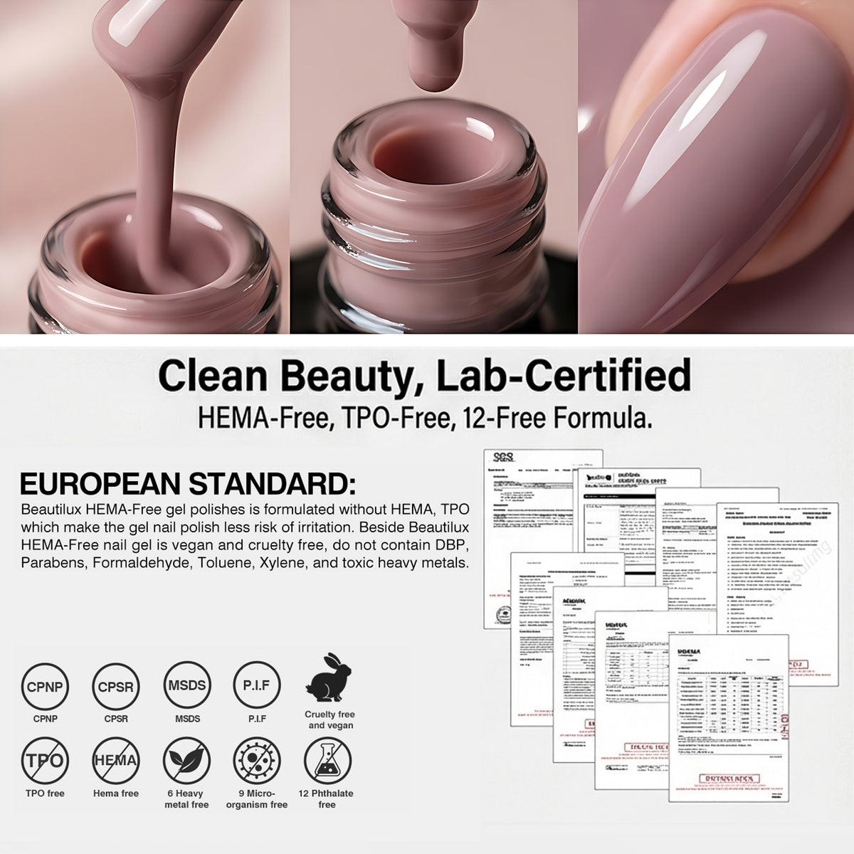 Beautilux D-02 Rose Blush – Vernis Gel Semi-Permanent Nude Rose | Sans HEMA, Soak Off UV/LED