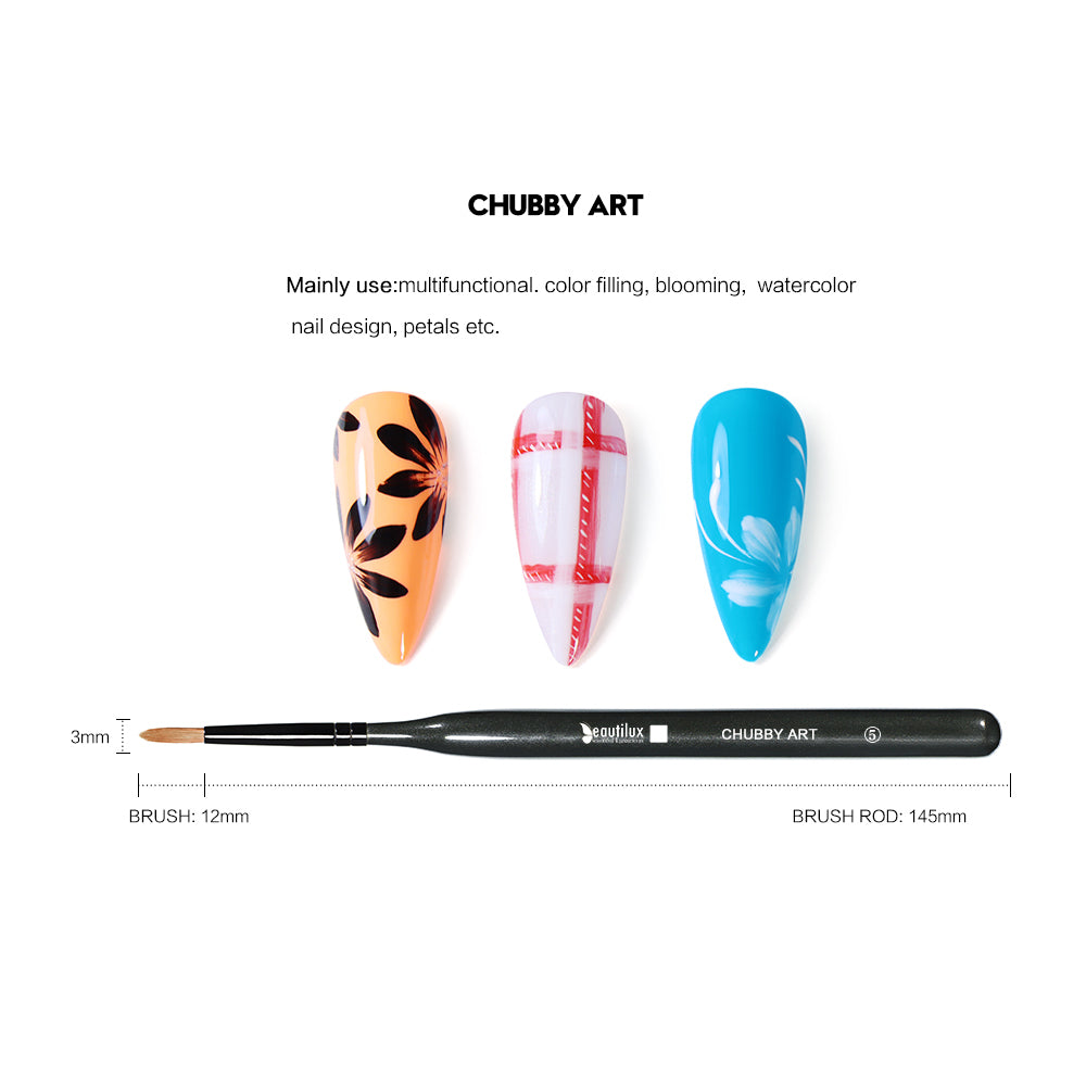 Beautilux WOODEN HANDLE NAIL BRUSH — CHUBBY ART | NB-05 - NB-05 Image