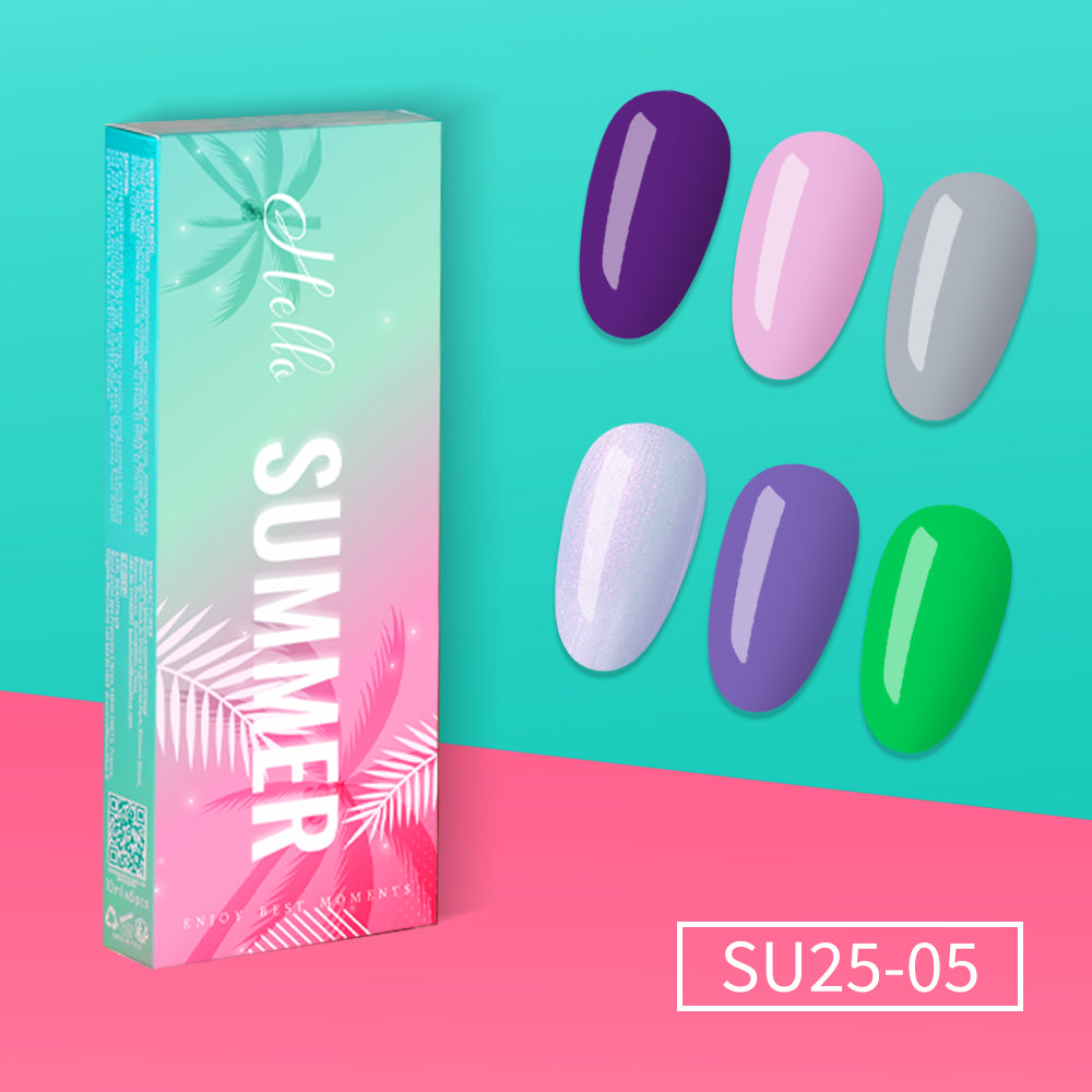 SU25-05 - Set of 6 Semi-Permanent Nail Polishes 10ml SUMMER 28-Day Wear | Beautilux Image