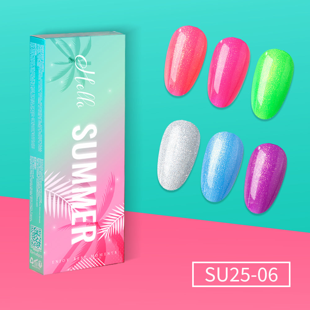 SU25-06 - Kit de 6 Vernis Semi-Permanent été 10Ml SUMMER Tenue 28 Jours | Beautilux