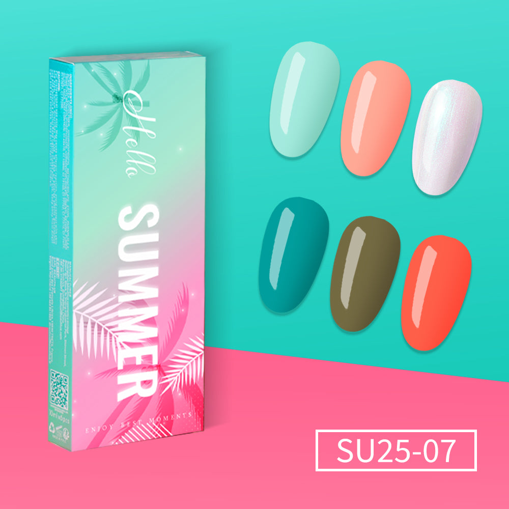 SU25-07 - Kit of 6 Semi-Permanent Nail Polishes 10ml SUMMER 28-Day Wear | Beautilux Image
