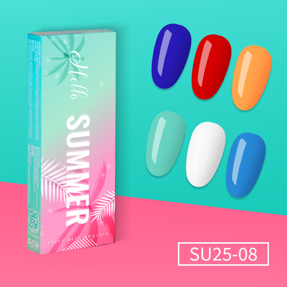 SU25-08 - Set of 6 Semi-Permanent Nail Polishes 10ml SUMMER 28-Day Wear | Beautilux Image