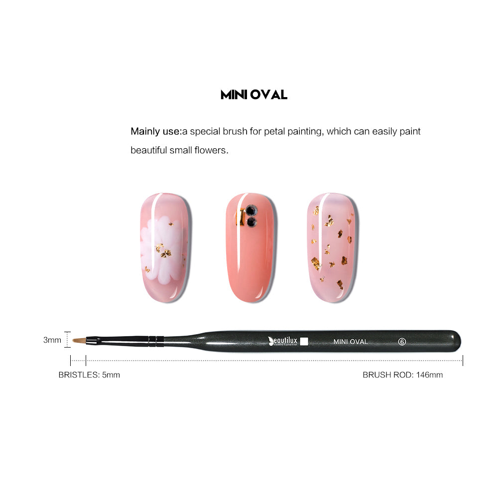 Beautilux WOODEN HANDLE NAIL BRUSH — MINI OVAL | NB-06 - NB-06 Image