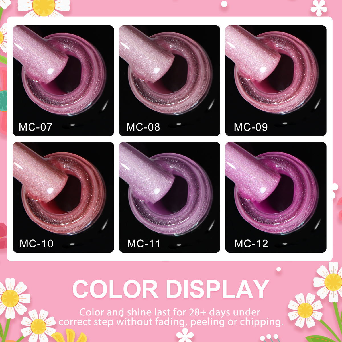 MC26-02 Kit de 6 Vernis Semi-Permanent Cat eye Rose Printemps 10Ml MC  Tenue 28 Jours | Beautilux