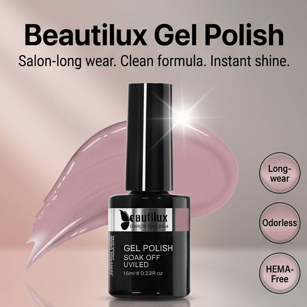 Beautilux D-02 Rose Blush – Vernis Gel Semi-Permanent Nude Rose | Sans HEMA, Soak Off UV/LED