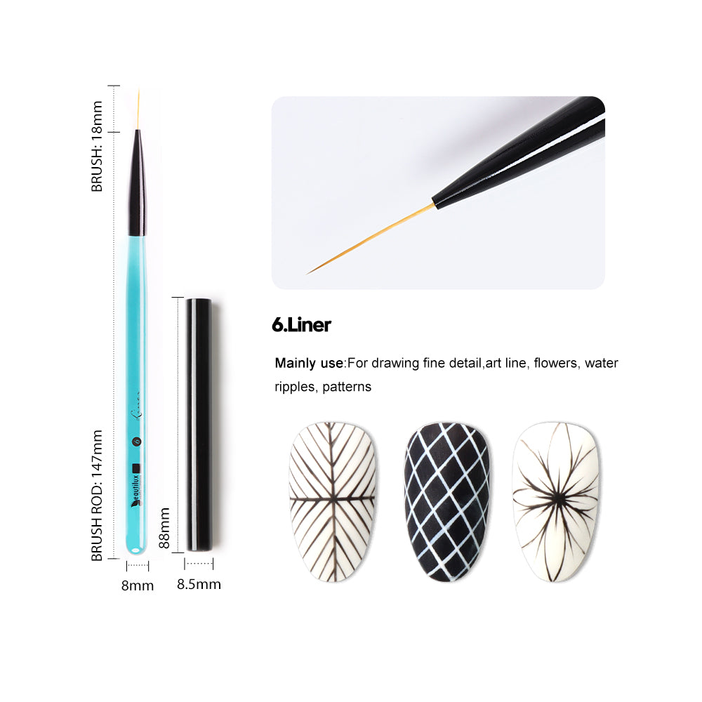 Beautilux BLUE CRYSTAL NAIL BRUSH — LINER | CBNB-06 - CBNB-06 Image