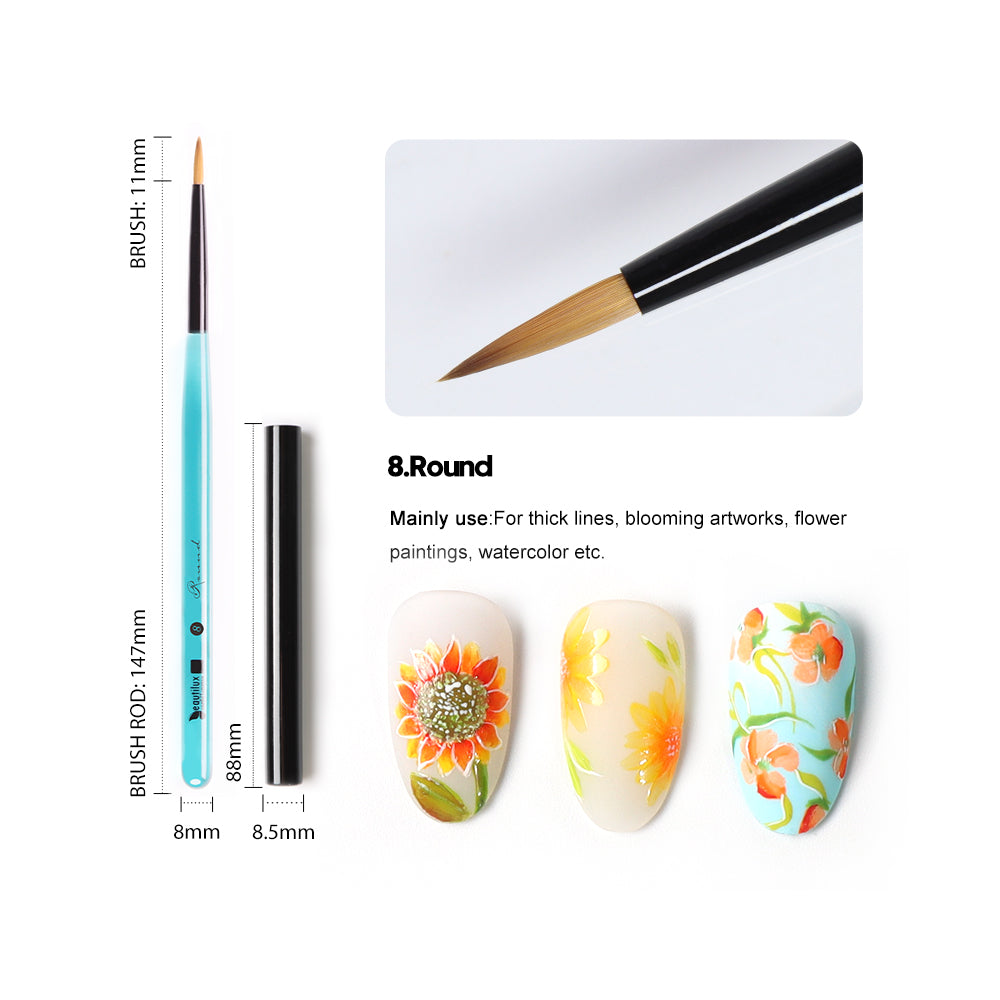 Beautilux BLUE CRYSTAL NAIL BRUSH — ROUND | CBNB-08 - CBNB-08 Image