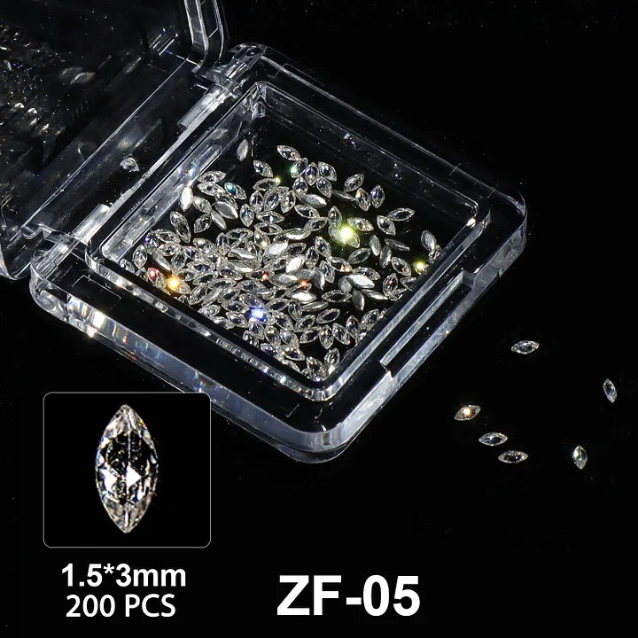 Beautilux Nail Jewels – Marquise – Clear – 1,5×3 mm – 200 pcs ZF-05