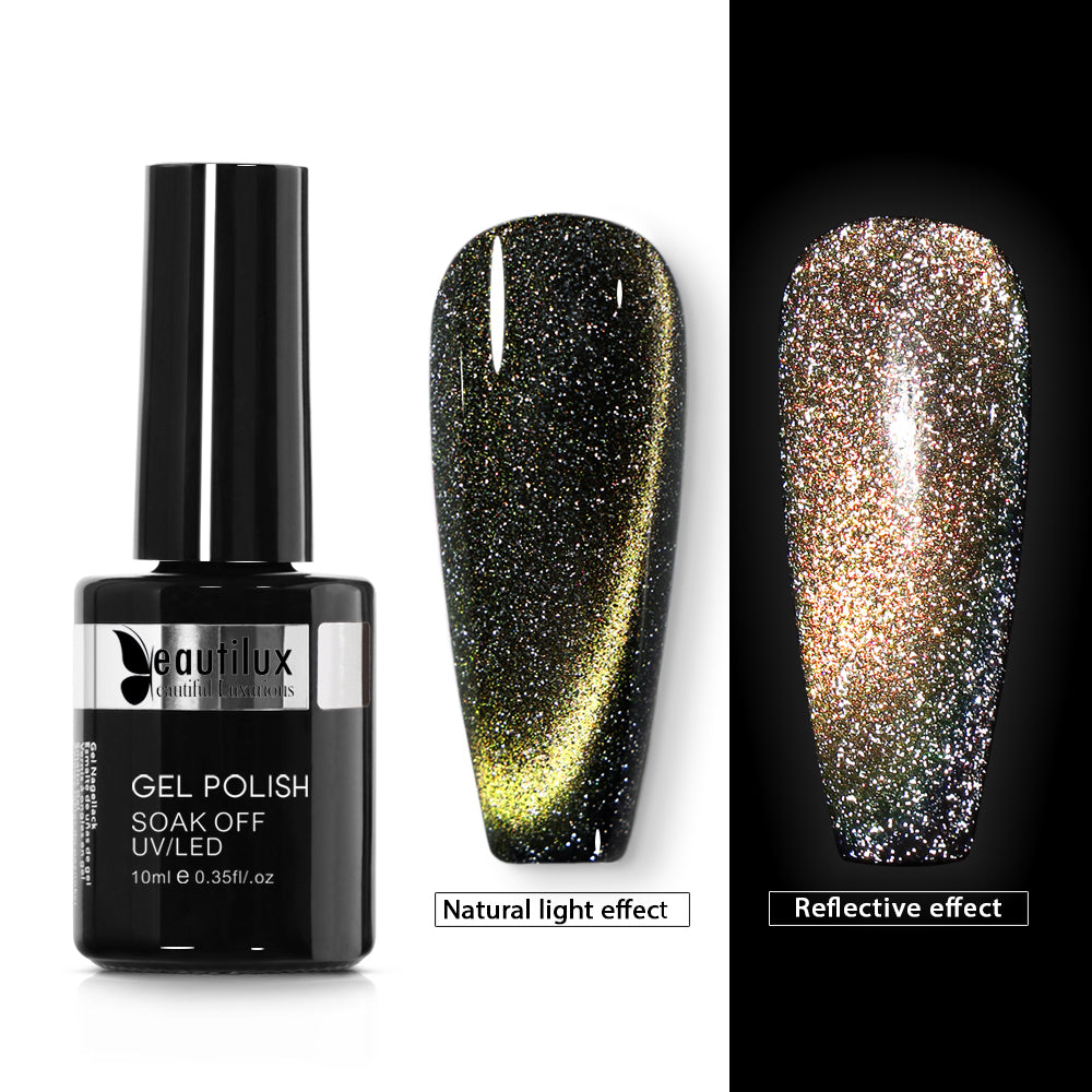 Vernis Semi-Permanent Cat Eye 9D Magnétique Or Galactique – 9DSZ-02 | Beautilux 10ml – Tenue 3 Semaines