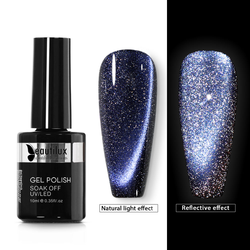 Vernis Semi-Permanent Cat Eye 9D Magnétique Bleu Galactique – 9DSZ-03 | Beautilux 10ml – Tenue 3 Semaines