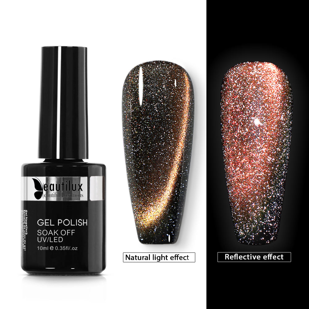 Vernis Semi-Permanent Cat Eye 9D Magnétique Cuivre Galactique – 9DSZ-04 | Beautilux 10ml – Tenue 3 Semaines