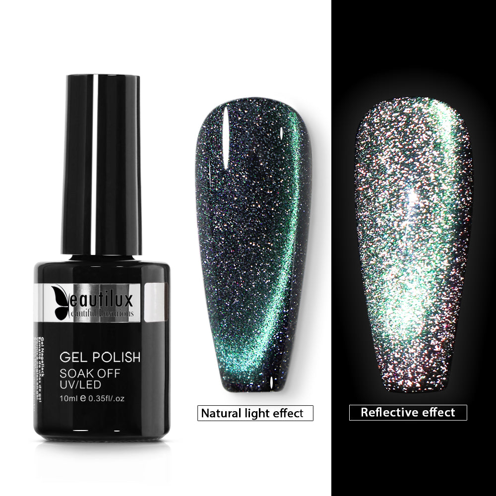 Vernis Semi-Permanent Cat Eye 9D Magnétique Vert Galactique – 9DSZ-06 | Beautilux 10ml – Tenue 3 Semaines Image