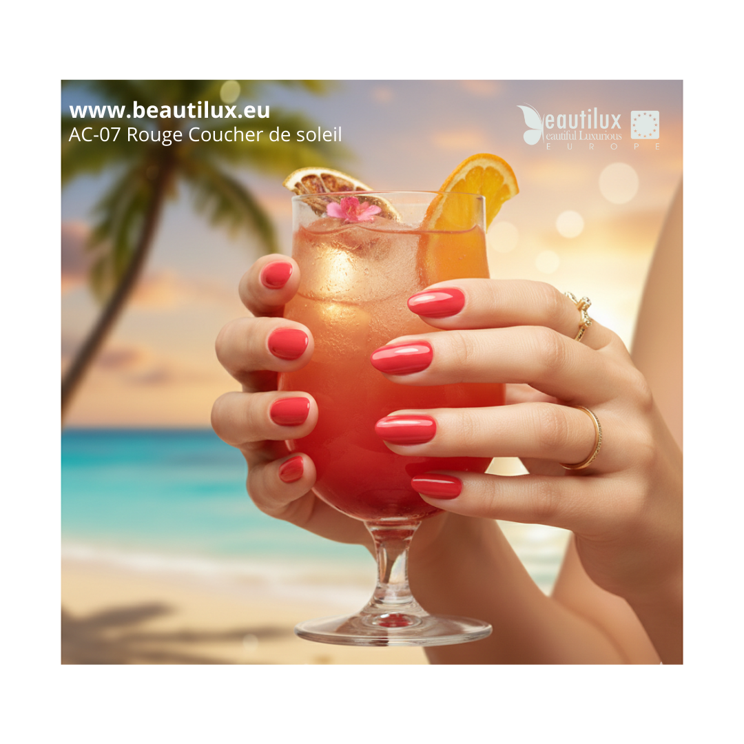 Nuancier vernis gel rouge coucher de soleil AC-07 Beautilux couleur corail  