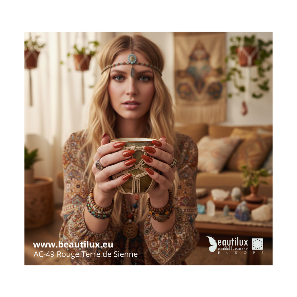 Nuancier vernis gel rouge brique terre de sienne AC-49 Beautilux couleur terreuse  
