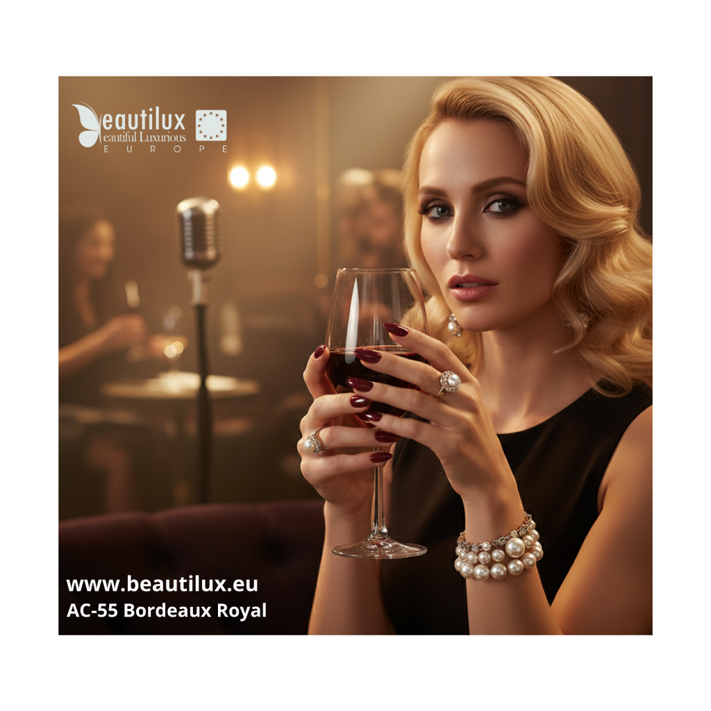 Nuancier vernis gel rouge bordeaux royal AC-55 Beautilux couleur majestueuse  
