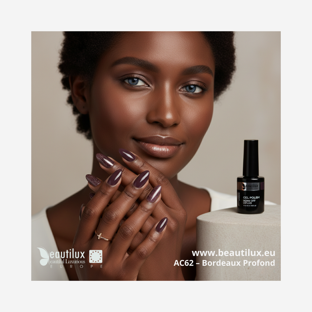 Nuancier vernis gel bordeaux profond AC-62 Beautilux couleur intense  
