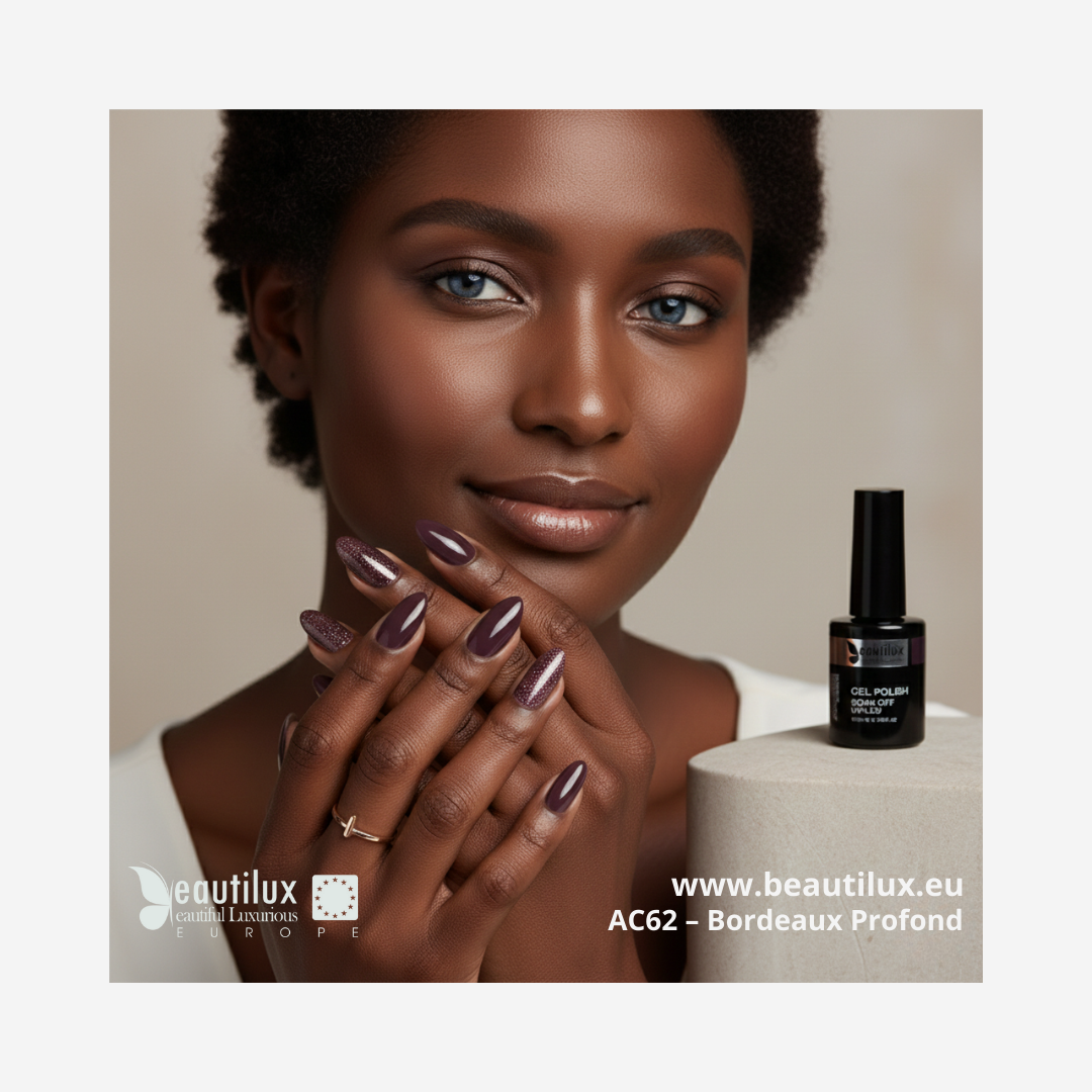 Nuancier vernis gel bordeaux profond AC-62 Beautilux couleur intense  
