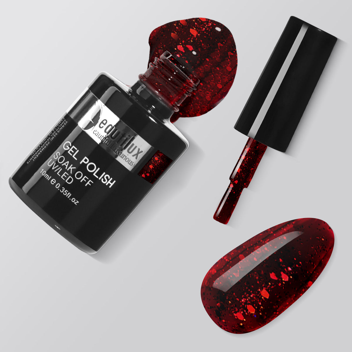 Flacon vernis semi-permanent Beautilux AT-28 Rouge Braise 10ml
