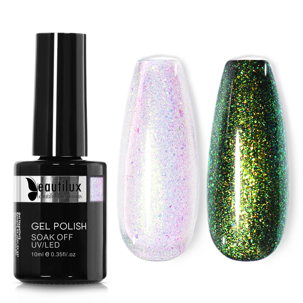 Vernis Semi-Permanent Aurora Rose Vert Multichrome – AU-01 | Beautilux 10ml – Tenue 3 Semaines Image