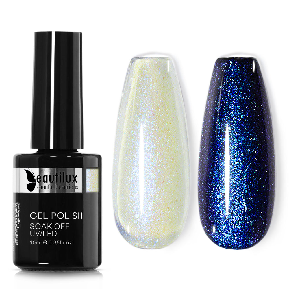 Vernis Semi-Permanent Aurora Bleu Violet Holographique – AU-06 | Beautilux 10ml – Tenue 3 Semaines