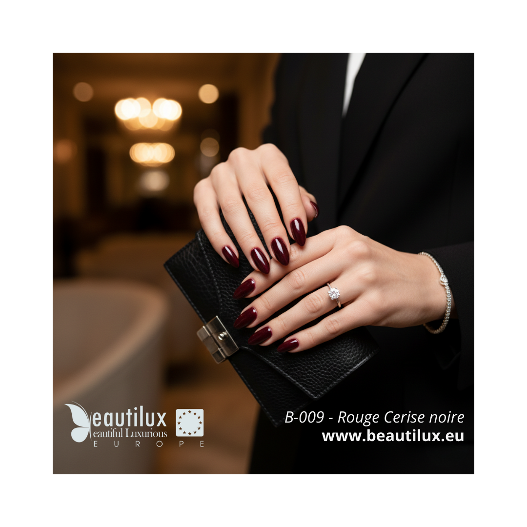 Nuancier vernis gel rouge cerise noire B-009 Beautilux rouge très foncé