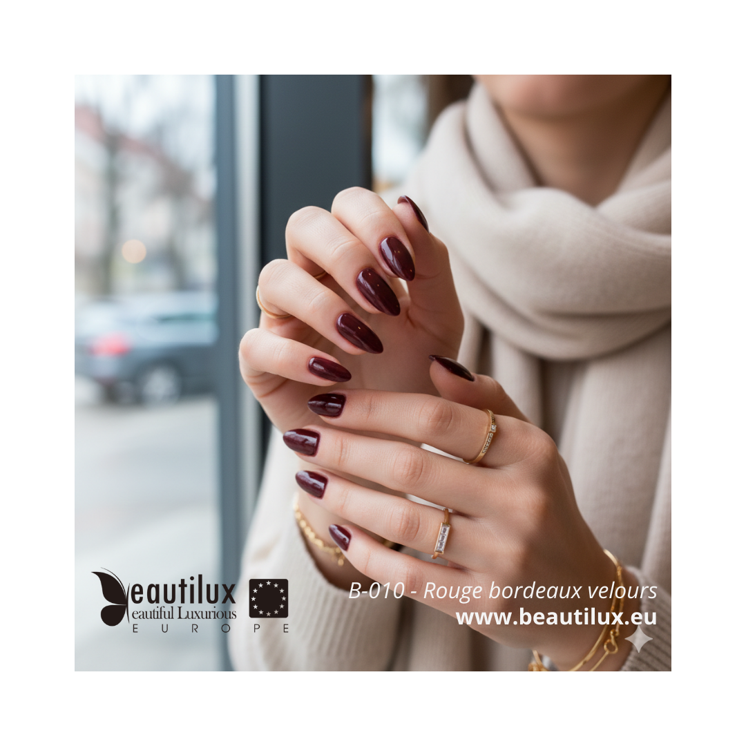 Nuancier vernis gel rouge bordeaux B-010 Beautilux bordeaux profond
