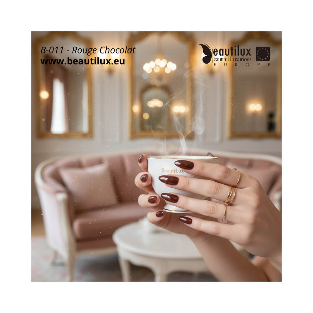 Nuancier vernis gel rouge chocolat B-011 Beautilux rouge brun gourmand