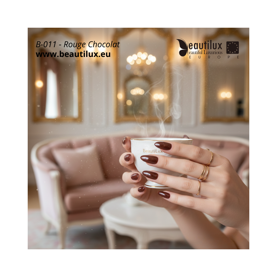 Nuancier vernis gel rouge chocolat B-011 Beautilux rouge brun gourmand