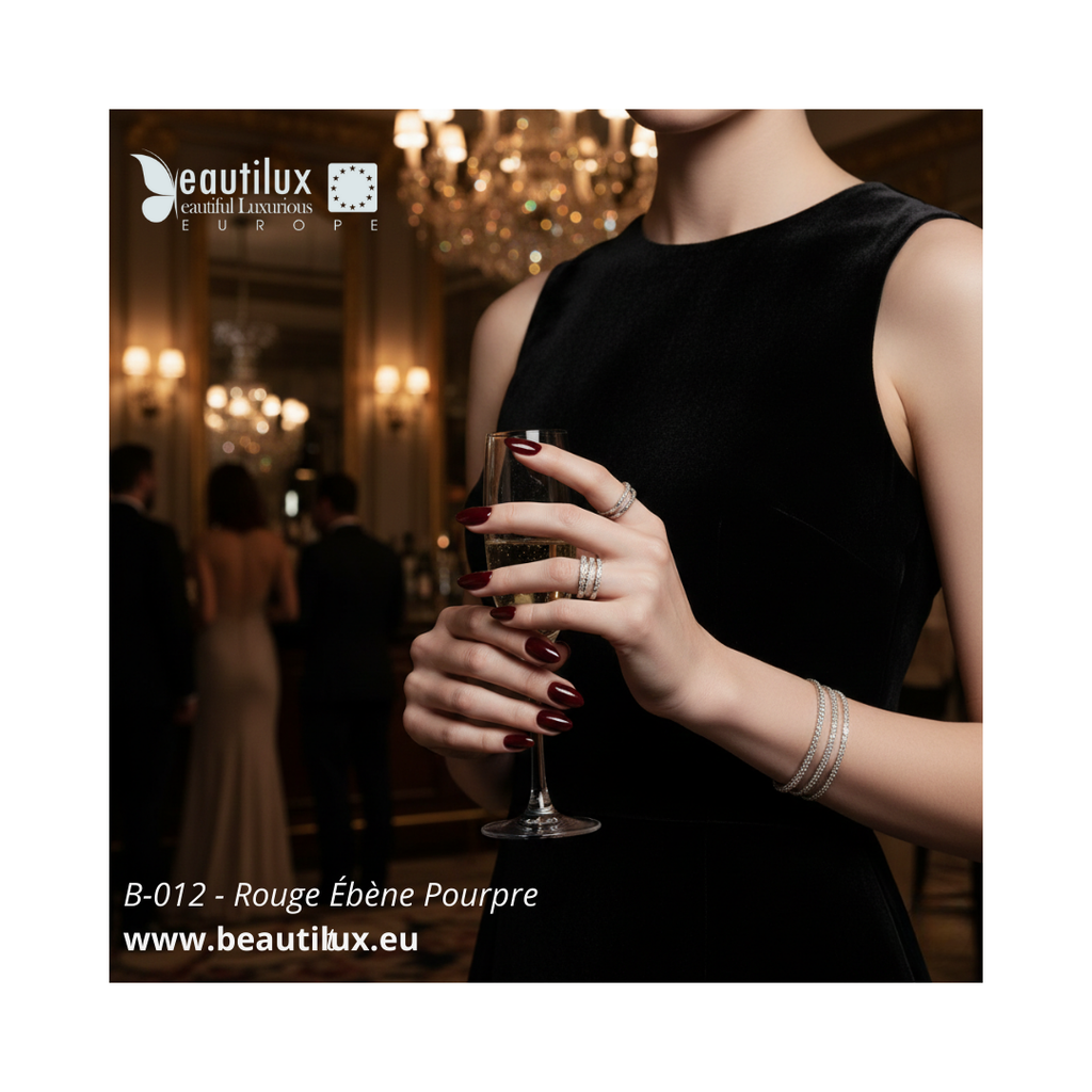 Nuancier vernis gel rouge ébène pourpre B-012 Beautilux rouge presque noir