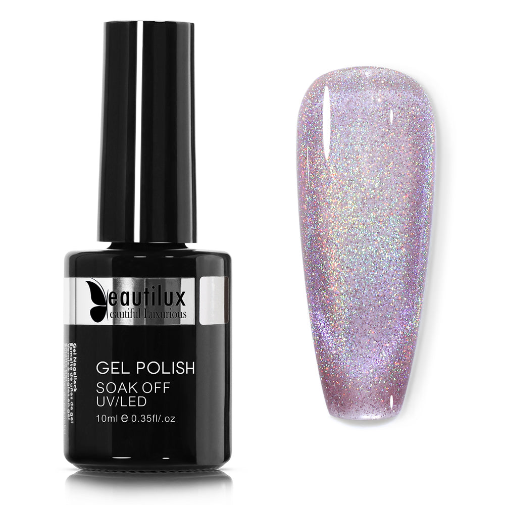 Vernis Semi-Permanent Holographique Rainbow Cat Eye Rose Lilas Holographique – BCM-04 | Beautilux 10ml – Tenue 3 Semaines Image