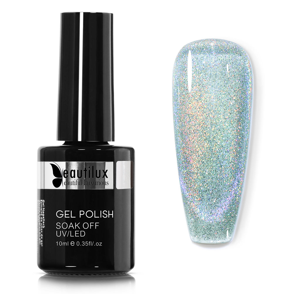Vernis Semi-Permanent Holographique Rainbow Cat Eye Vert Menthe Holographique – BCM-05 | Beautilux 10ml – Tenue 3 Semaines